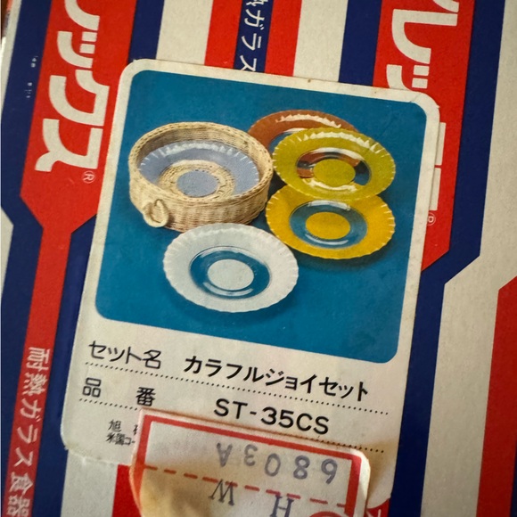 Japanese Iwaki Pyrex cake plates with basket NIB - Picture 8 of 9